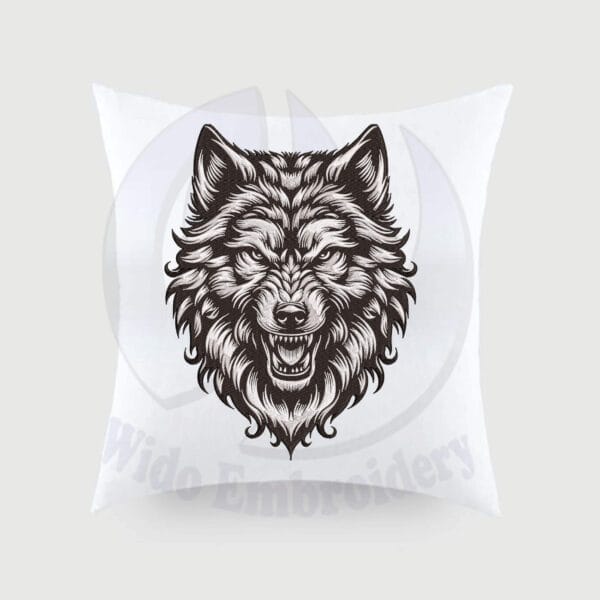wolf face embrodiery design from widoembroidery.com