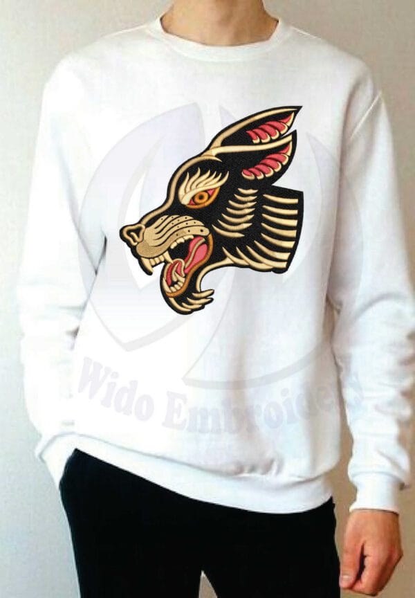 wolf head embroidery design from widoembroidery.com (