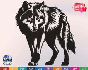 wolf machine embroidery design from widoembroidery.com