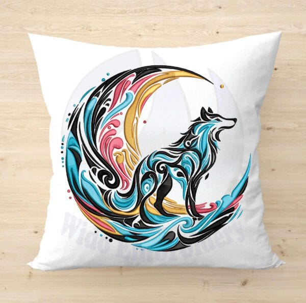 wolf moon embroidery design from widoembroidery.com