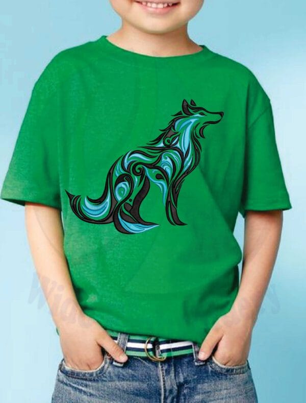 wolf swirly embroidery design from widoembroidery.com