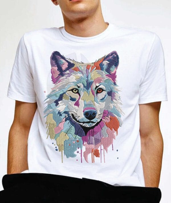 wolf watercollor embroidery design from widoembroidery.com