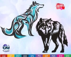 wolf embroidery design from widoembroidery.com