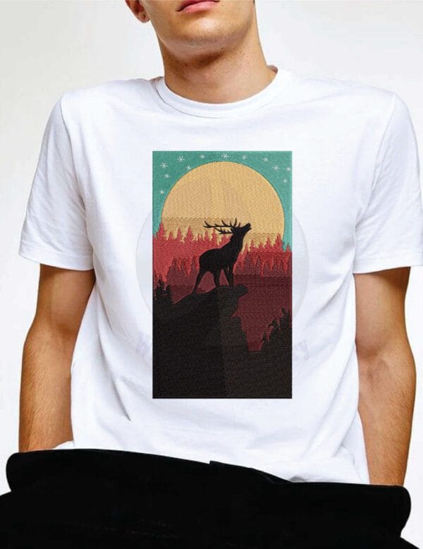 Buck deer sun embroidery design from widoembroidery.com