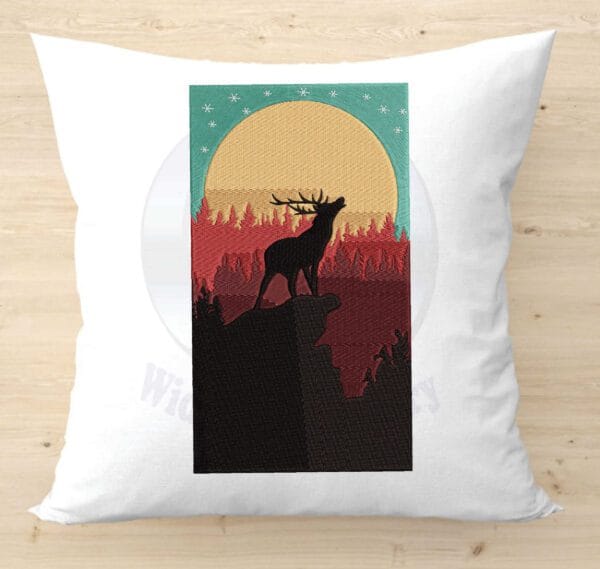 Buck deer sun embroidery design from widoembroidery.com