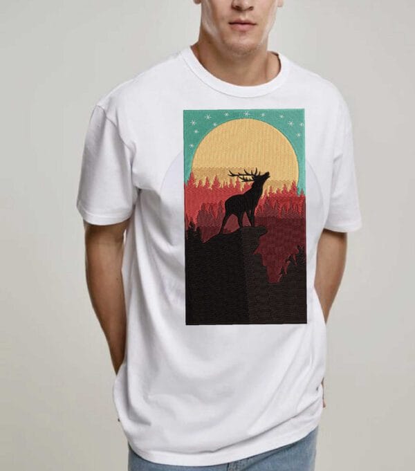 Buck deer sun embroidery design from widoembroidery.com