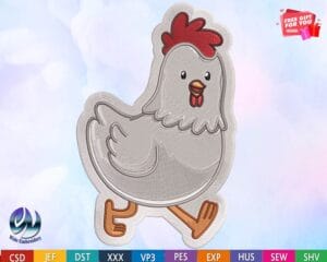 Chicken patch embroidery design from widoembroidery.com