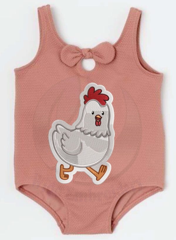 Chicken patch embroidery design from widoembroidery.com