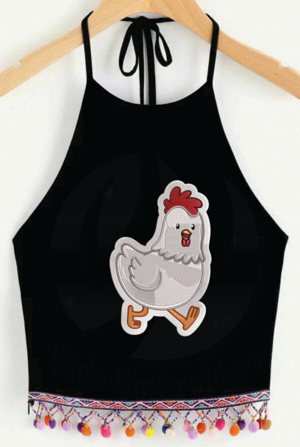 Chicken patch embroidery design from widoembroidery.com