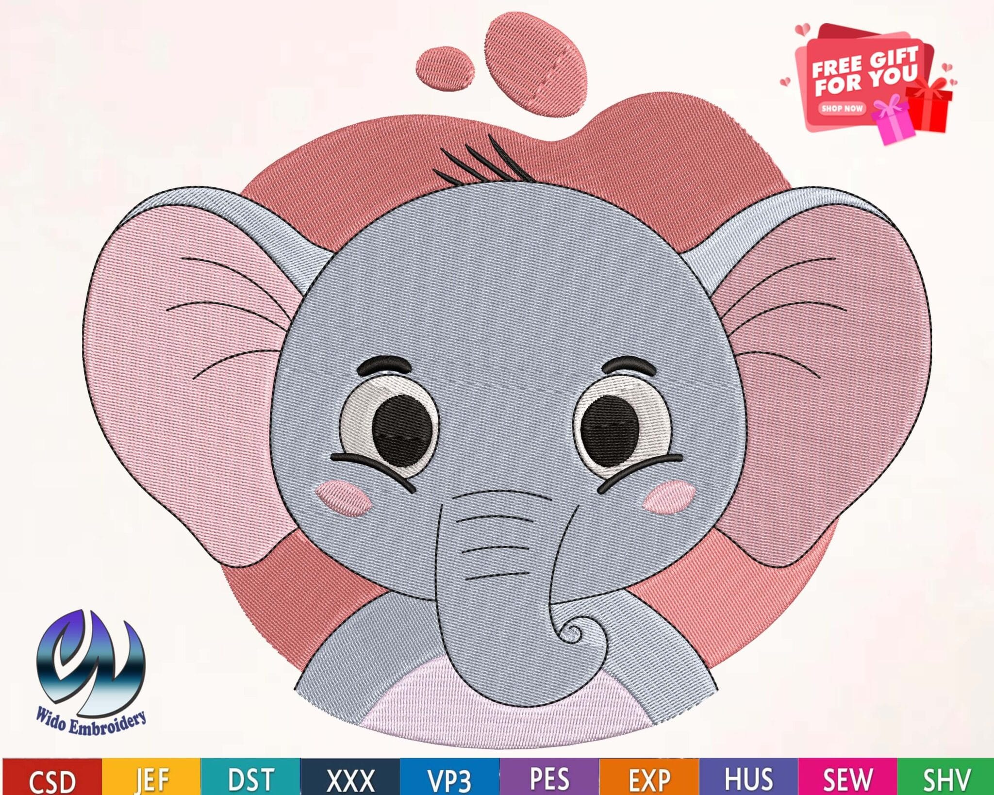 Elephant embroidery design from widoembroidery.com