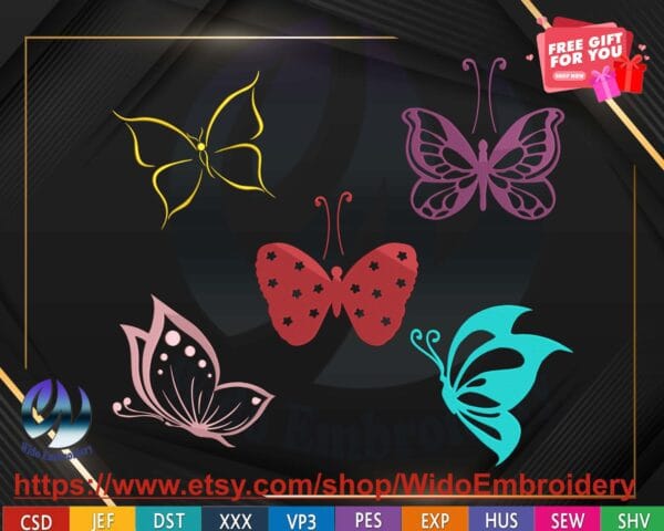 butterfly EMBROIDERY design from widoembroidery.com