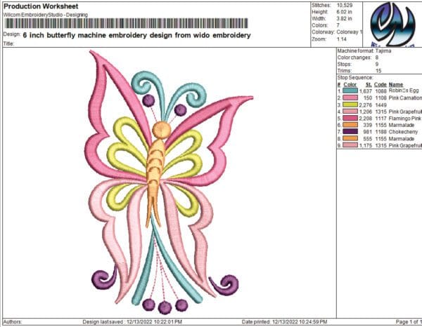 butterfly machine embroidery design from widoembroidery.com