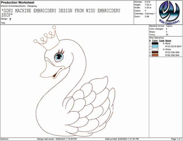 duck run embroidery design from widoembroidery.com