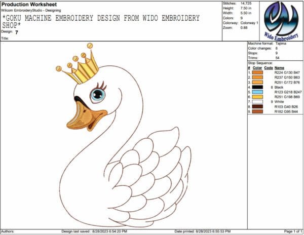 duck semi embroidery design from widoembroidery.com