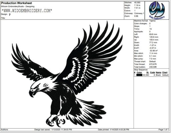 eagle machine embroidery design from widoembroidery.com