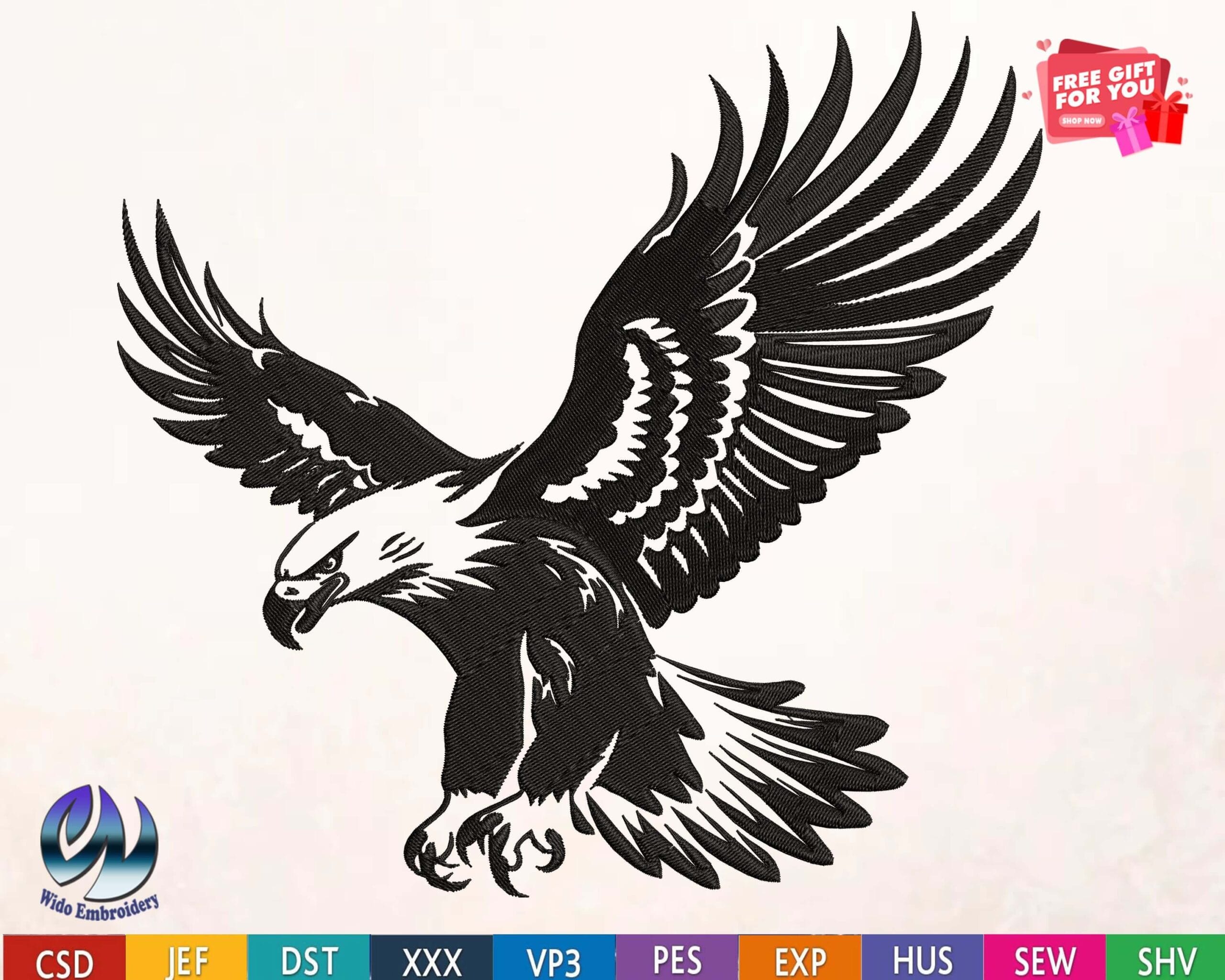 eagle machine embroidery design from widoembroidery.com