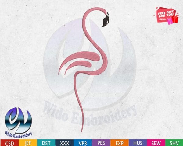 flamingo embroidery design from widoembroidery.com