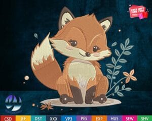 fox embroidery design from widoembroidery.com