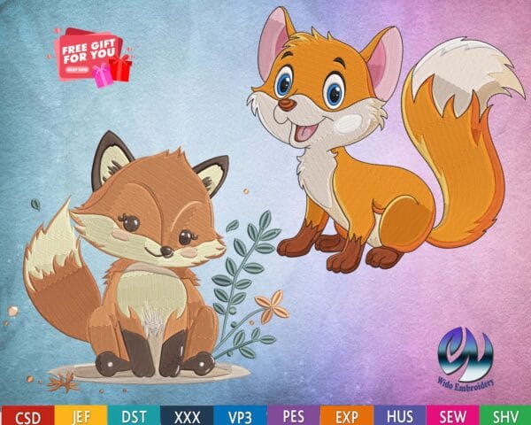 fox embroidery design from widoembroidery.com