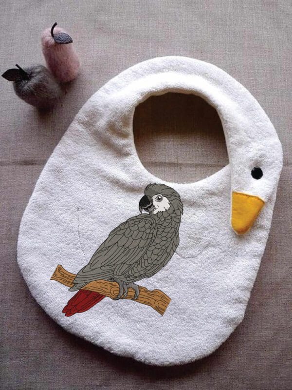 grey parrot embroidery design from widoembroidery.com