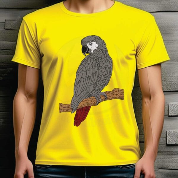 grey parrot embroidery design from widoembroidery.com