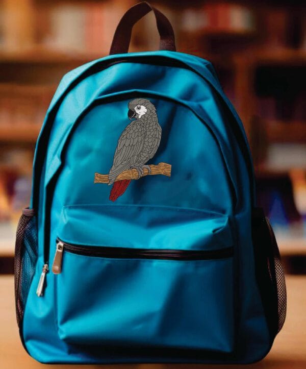 grey parrot embroidery design from widoembroidery.com