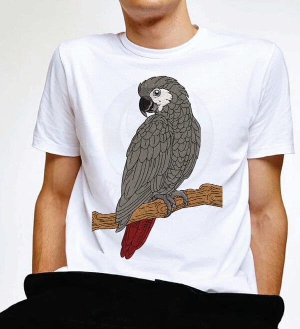 grey parrot embroidery design from widoembroidery.com