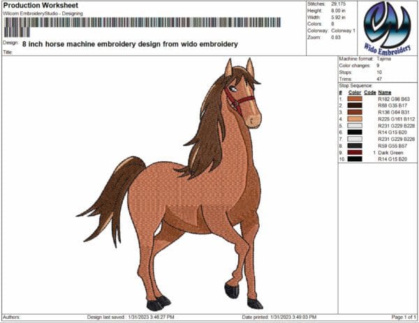 horse machibne embroidery design from widoembroidery.com