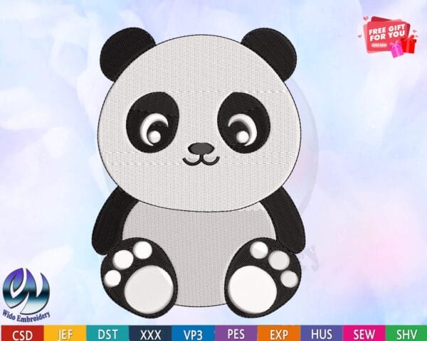panda embroidery design from widoembroidery.com