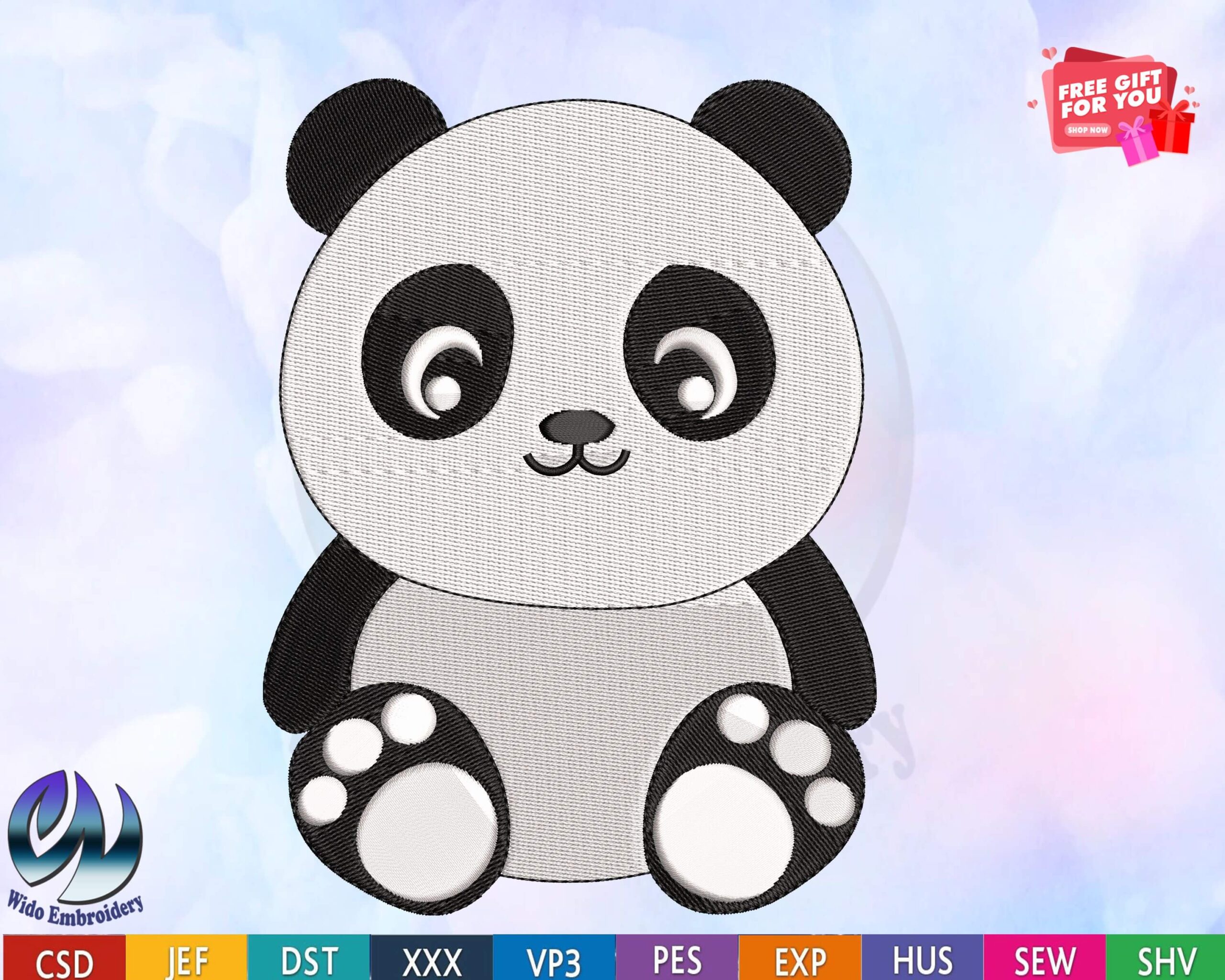 panda embroidery design from widoembroidery.com