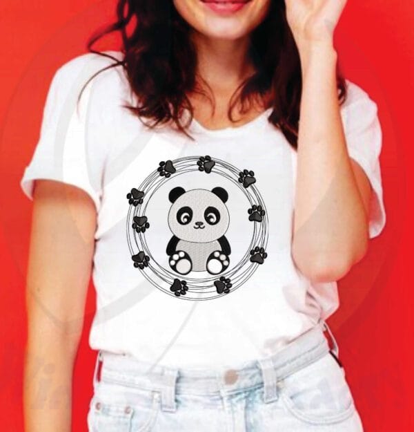 panda paw frame embroidery design from widoembroidery.com