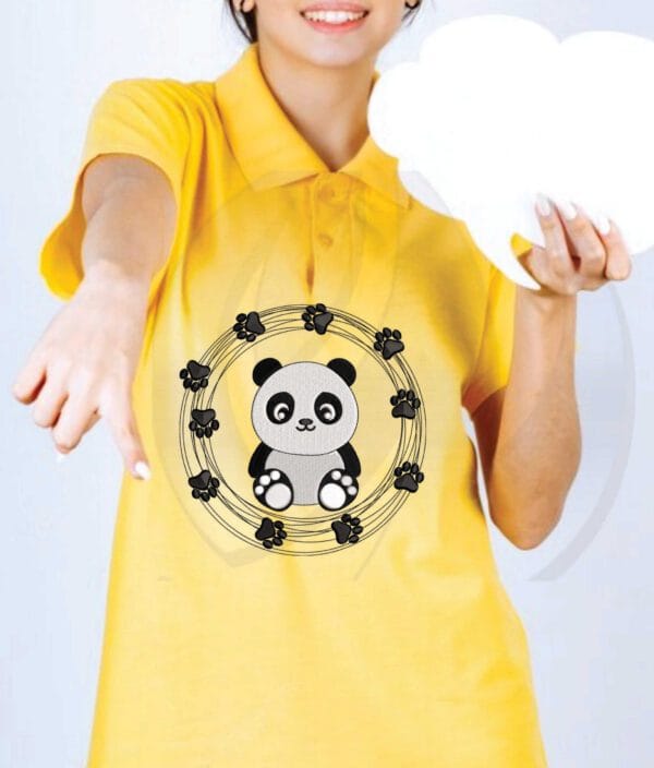 panda paw frame embroidery design from widoembroidery.com