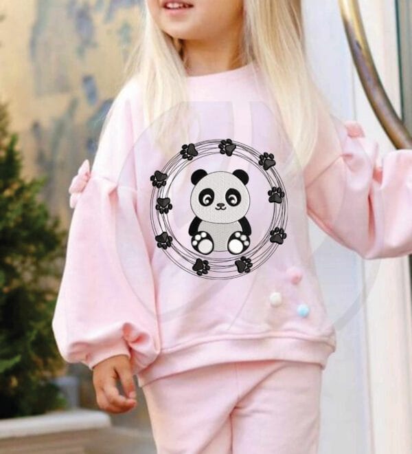 panda paw frame embroidery design from widoembroidery.com