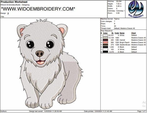 polar bear embroidery desig from widoembroidery.com