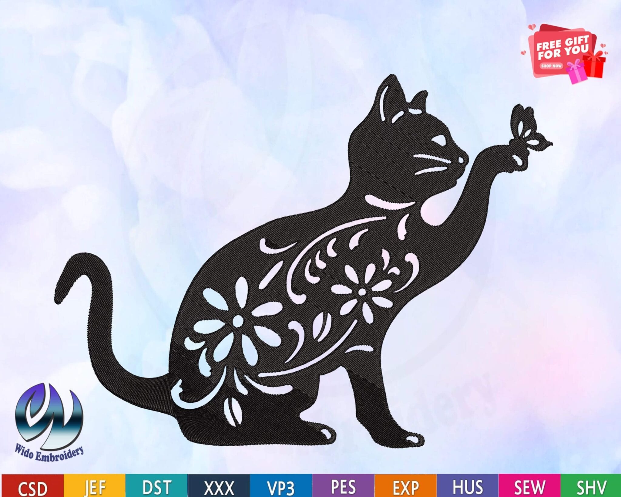 cat Machine Embroidery Design