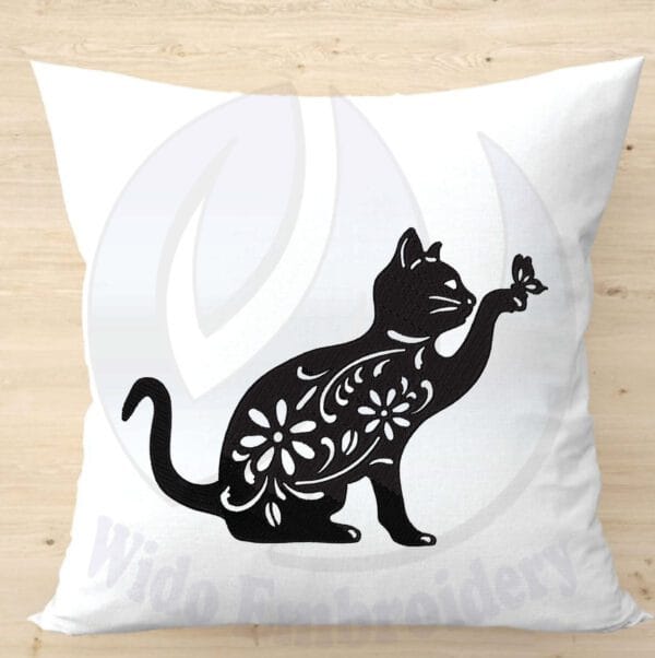 silhouette cat mahine embroidery design from widoembroidery.com