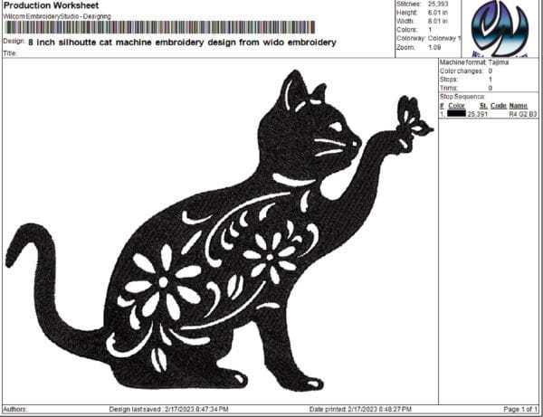 silhouette cat mahine embroidery design from widoembroidery.com