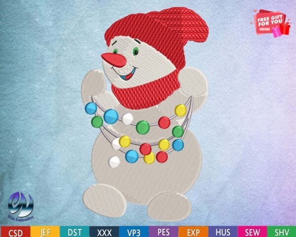 snowman embroidery design from widoembroidery.com