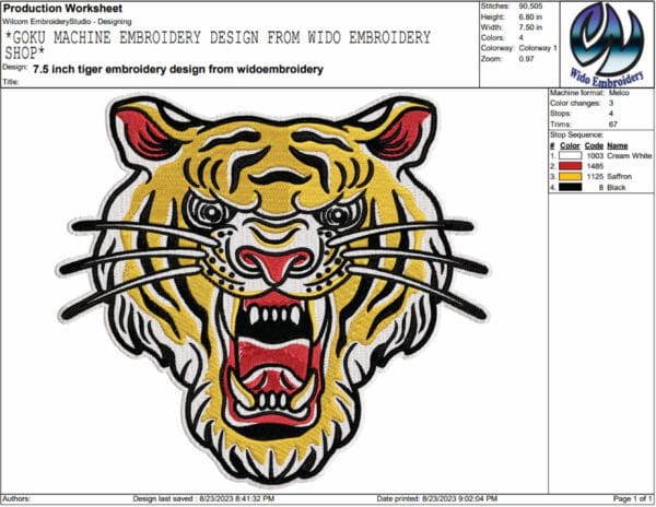 Tiger embroidery design - Image 2