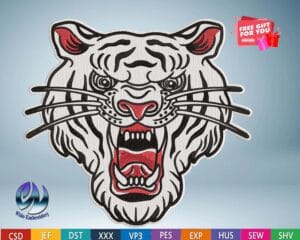 white tiger embroidery design from widoembroidery.com