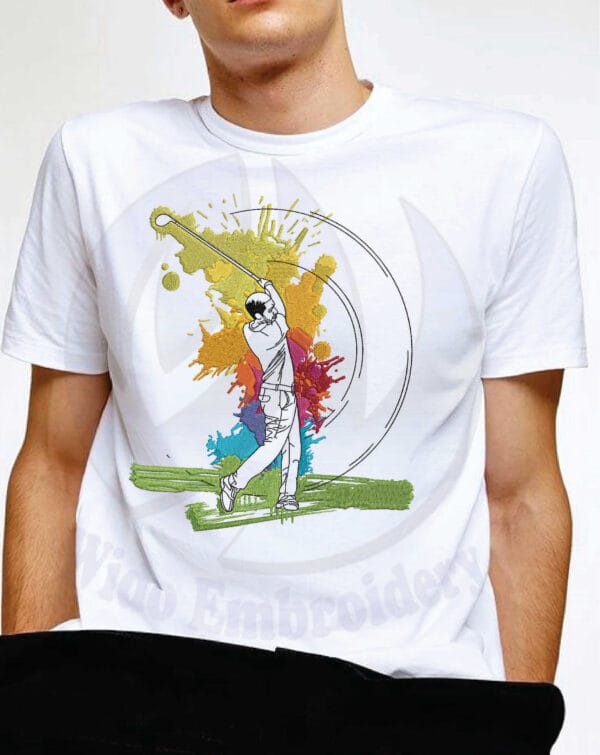 Golf player embroidery design from widoembroidery.com
