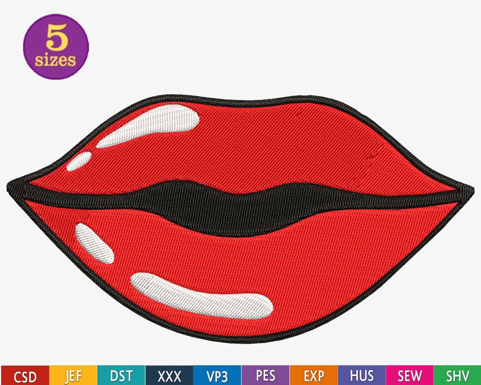 Lips Embroidery Design