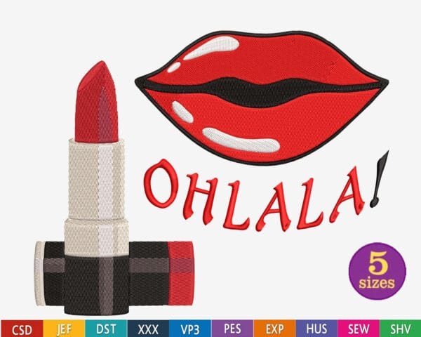 Ohlala Lipstick lips From WidoEmbroidery.com