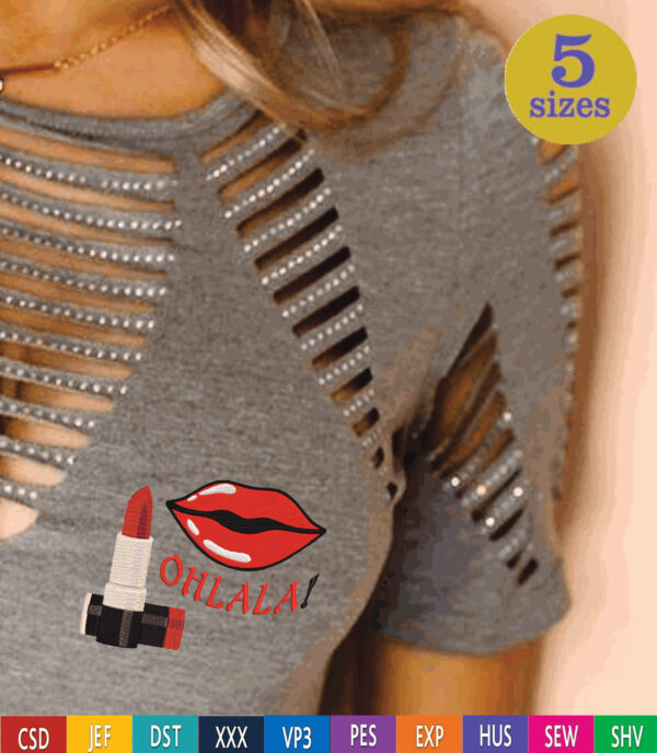 Ohlala Lipstick lips From WidoEmbroidery.com