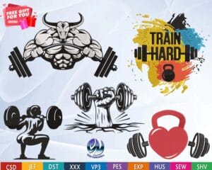 gym dumbbell embroidery design from widoembroidery.com