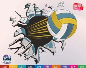 Volleyball embroidery design from widoembroidery.com