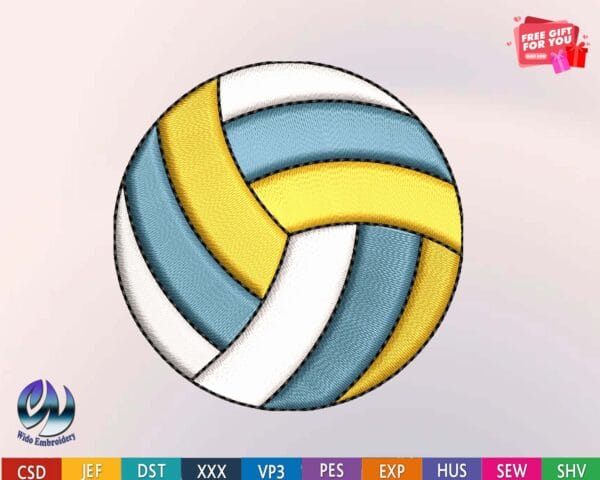 Volleyball machine embroidery design from widoembroidery.com