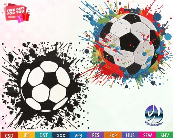 soccer ball machine embroidery design from wido embroidery