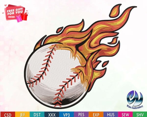 baseball embroidery design from widoembroidery.com