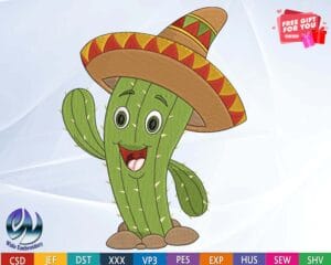 cactus machine embroidery design from widoembroidery.com